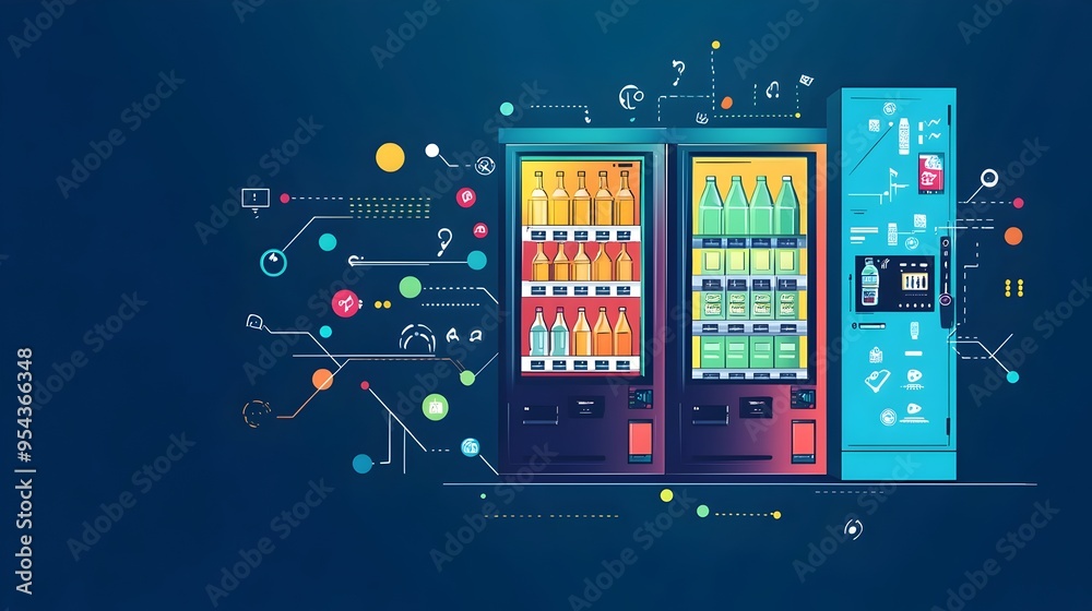 Poster smart vending machine innovative iot technology enabling remote monitoring and automatic systems for