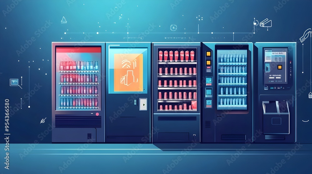 Poster innovative internet of things iot technology for automated drink vending machines featuring real tim