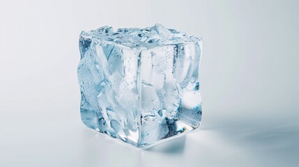 Obraz premium Frozen water cube on blank surface.