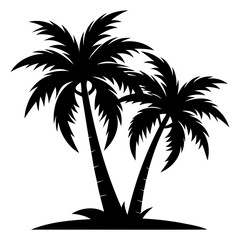 Obraz premium Two palm tree black silhouette Vector illustration on a white background