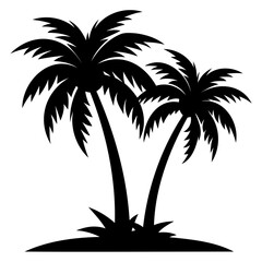 Fototapeta premium Two palm tree black silhouette Vector illustration on a white background