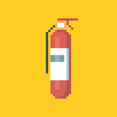 
fire extinguisher pixel art, vector illustration on isolated background.