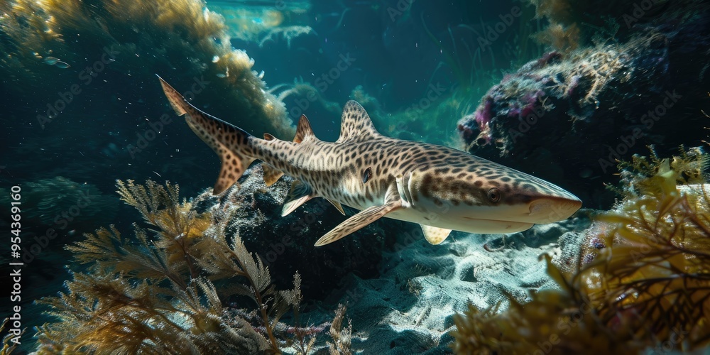 Sticker Underwater View of a Epaulette Shark Hemiscyllium Ocellatum