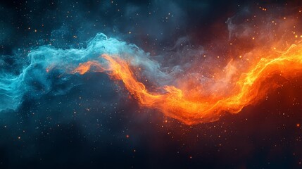 Fototapeta premium Abstract Cosmic Flames of Blue and Orange