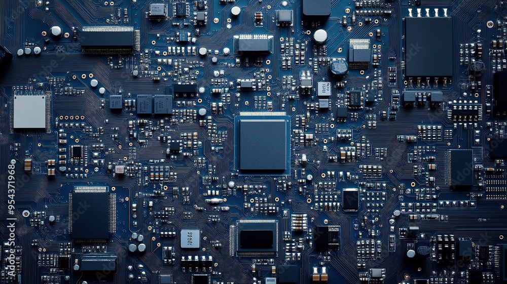 Poster computer motherboards and circuit boards. abstract circuit board with a lot of micro chips. main mic