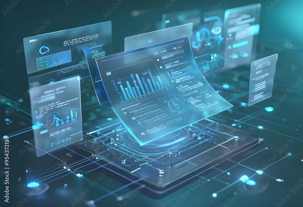 Leinwandbilder digital documents created using future world technology. automated invoice and receipt management co