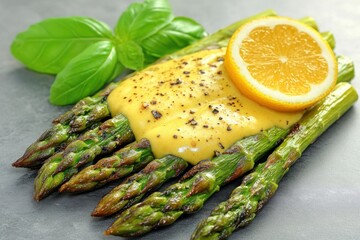 Grilled Asparagus with Artisanal Hollandaise Sauce, Minimalist and Delicious Recipe, Easy Side Dish Idea, Perfect for Spring Dinner, Fresh, Green, and Flavorful, Simple Recipe for Foodies, Asparagus