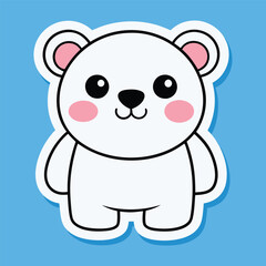 cute kawaii polar bear sticker vector illustration, cute funny polar bear sticker