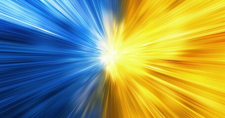 Obraz premium A vibrant abstract design featuring blue and yellow rays radiating from a central point.