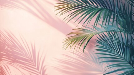 Obraz premium Palm Leaf Casts Shadow On Pink Wall