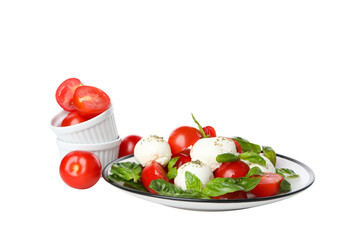 PNG,Caprese salad in a bowl, isolated on white background