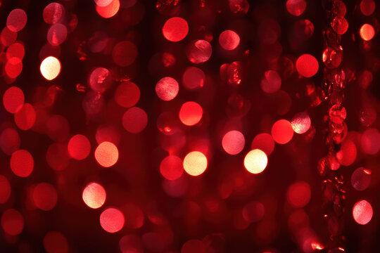 red backgrounds and Christmas tree decorations. AI dekorative.