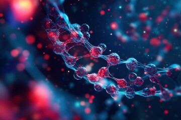 Intricate digital illustration of a DNA molecule with vibrant colors, representing the essence of genetics and molecular biology.
