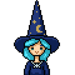 Fototapeta premium pixel art of fancy witch girl