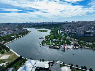 view of the city. Aerial cityscape.