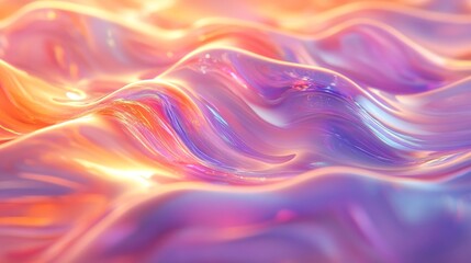 Fototapeta premium Abstract iridescent waves with smooth flowing colors and texture