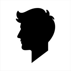 Black human head profile silhouette vector illustration design on white background.