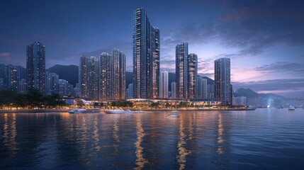 Fototapeta premium HK apartments rising onshore