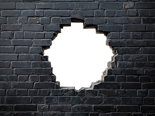 Hole in black brick wall