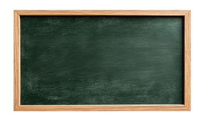Blank horizontal green school chalkboard isolated on transparent background