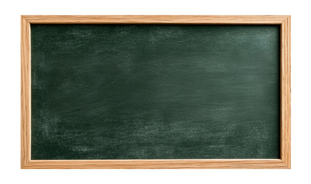 Blank horizontal green school chalkboard isolated on transparent background