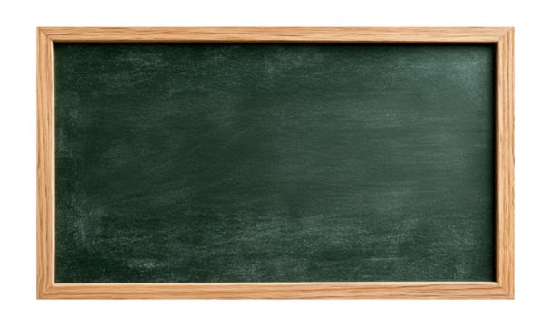 Blank horizontal green school chalkboard isolated on transparent background