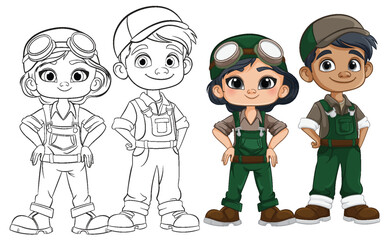 Adventurous Kids in Overalls