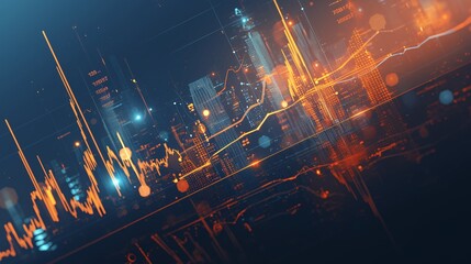 Fototapeta premium Golden stock market chart indicating gold price fluctuations and investment trends. 