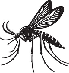 Mosquito Silhouette isolated on white background Minimalist mosquito vector illustration