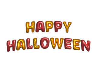 Happy Halloween colorful 3d balloon text with transparent background