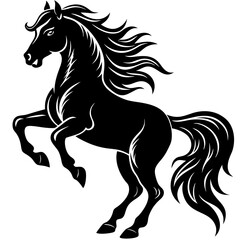 Design a vector silhouette of a prancing horse