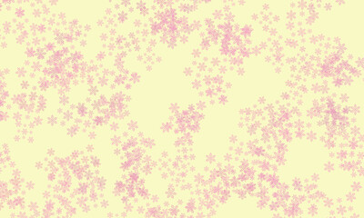 Pink snowflakes scattered on a pale yellow background.