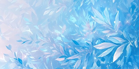Fototapeta premium Enchanting Winter Frost Patterns: Vibrant Close-up of Icy Crystals in Anime Style. Seamless Texture for Game Art, Storybook Illustrations, and Seasonal Marketing. Dreamy 4K Wallpaper for Home Decor an