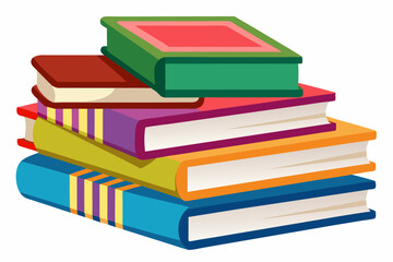 
Books icon, stack of colorful books clipart vector