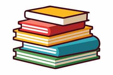 
Books icon, stack of colorful books clipart vector