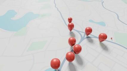 City map location pointer. Navigation map 4K stock video - Powered by Adobe