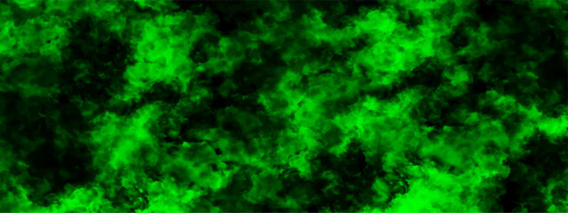 Abstract background with Scary green and black horror Textured Smoke. Old vintage retro green background texture. Bright nebula in space background. Green and black background