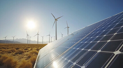 solar panels and wind power plants