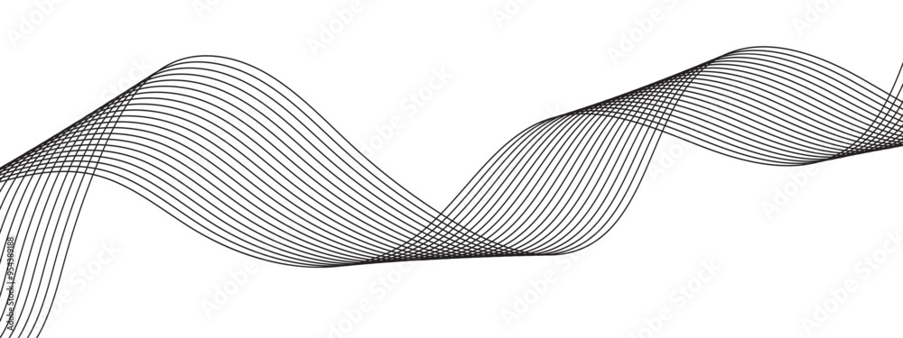 Wall mural dynamic flowing wave lines design with curved geometric lines. modern curved stream wave background.