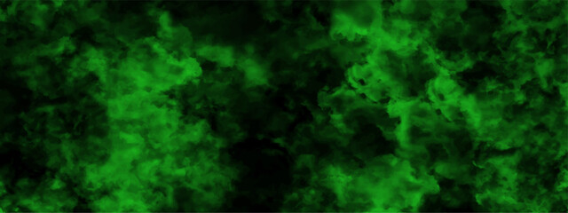 Abstract background with Scary green and black horror Textured Smoke. Old vintage retro green background texture. Bright nebula in space background. Green and black background