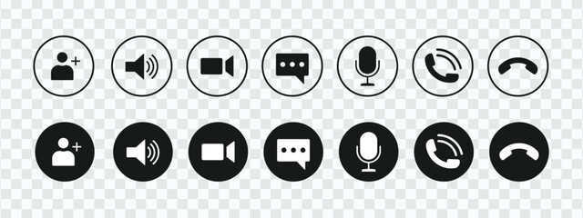 Modern Video Call Icon Set for Conferencing and Chat UI