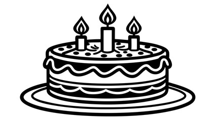 Minimalist Birthday Cake Vector Line Art & Silhouettes