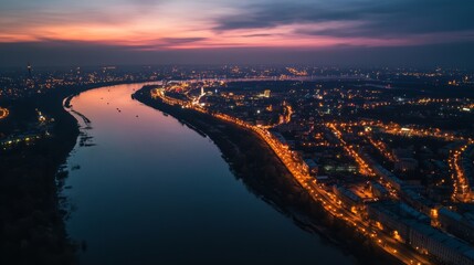 Yaroslavl. City lights after sunset.