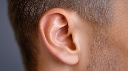 Close-up of a human ear showcasing details of the structure and texture, perfect for health and anatomy-related projects.