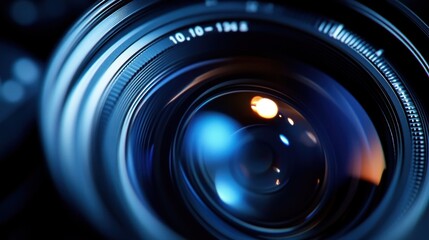 Closeup of a Camera Lens with a Glowing Center