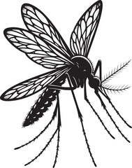 Mosquito Silhouette isolated on white background Minimalist mosquito vector illustration