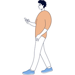 Walking Person Character Pose. Vector Graphic Design Isolated on White Background