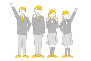 やる気のある制服を着た学生のイラスト