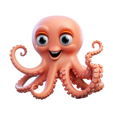 recommend clip art: A cartoon octopus with a friendly smile and large eyes.