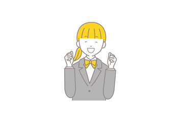 嬉しくてはしゃぐブレザーを着た女子学生のイラスト